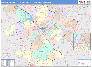 Augusta-Richmond County Metro Area Wall Map Color Cast Style